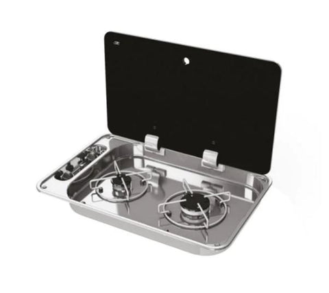 CAN 2 BURNER HOB WITH GLASS LID